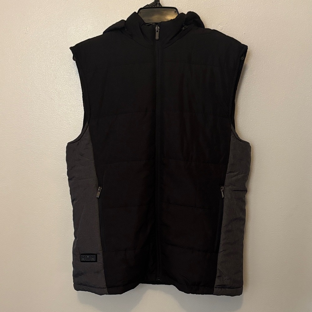 Women's Black and Gray Hooded Vest